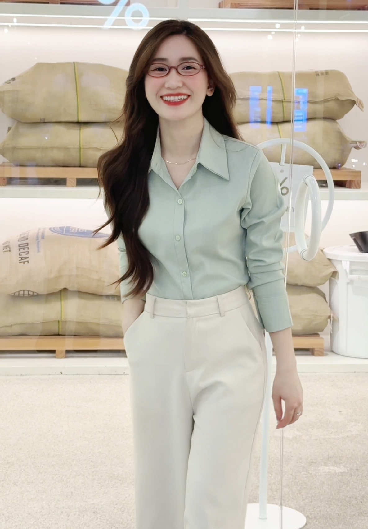 Sơ mi xanh matcha  #lamerci #xuhuong #trending #phoidoxinh #somi #homnaymacgi 