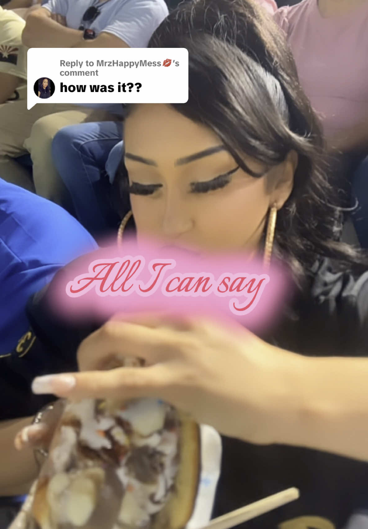 Replying to @MrzHappyMess💋 All I can say is… thank my angels I didn’t let a man who doesn’t believe in mental health ruin this moment. I still went, still felt safe, still laughed, still lived and the churro dog? Worth the wait. This love letter’s for me.  #AllCanSay #KaliUchis #Sincerelyyours #fyp #chicana 