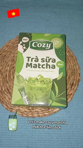 The matcha milk tea 3in1 stick found from the Vietnam 🇻🇳. This brand called Cozy. 10 stick packet.  product of Vietnam 🇻🇳  17g Single Consumption stick.  This one added sugar, creamer, matcha powder, flavour and synthetic matcha flavour.  ingredients and preparation instructions on the back.  strong aroma coming when opening the stick.  let's make this. First take a stick.  then take a cup 🥤 and add the stick content into the cup 🥤.  pour 🫗 around 60 to 85ml of hot 🔥 water 💧. Then mix well until everything dissolved with a frother or spoon 🥄. At this stage you can enjoy with a few ice cubes or you can add this cup to refrigerator for couple of hours and then add few ice cubes to chilling matcha drink and enjoy.  more sugar and milkmpowder taste coming. but the aroma of matcha also coming. This one content nearly 16g of sugar in each stick. Product is good to try. but not sure about the health benefits.  #vietnam #vietnamese #matcha #matchalover #cozymatcha #cozymatchatea #tea #instantdrink #stick #milk #beverage #drink #instruction 