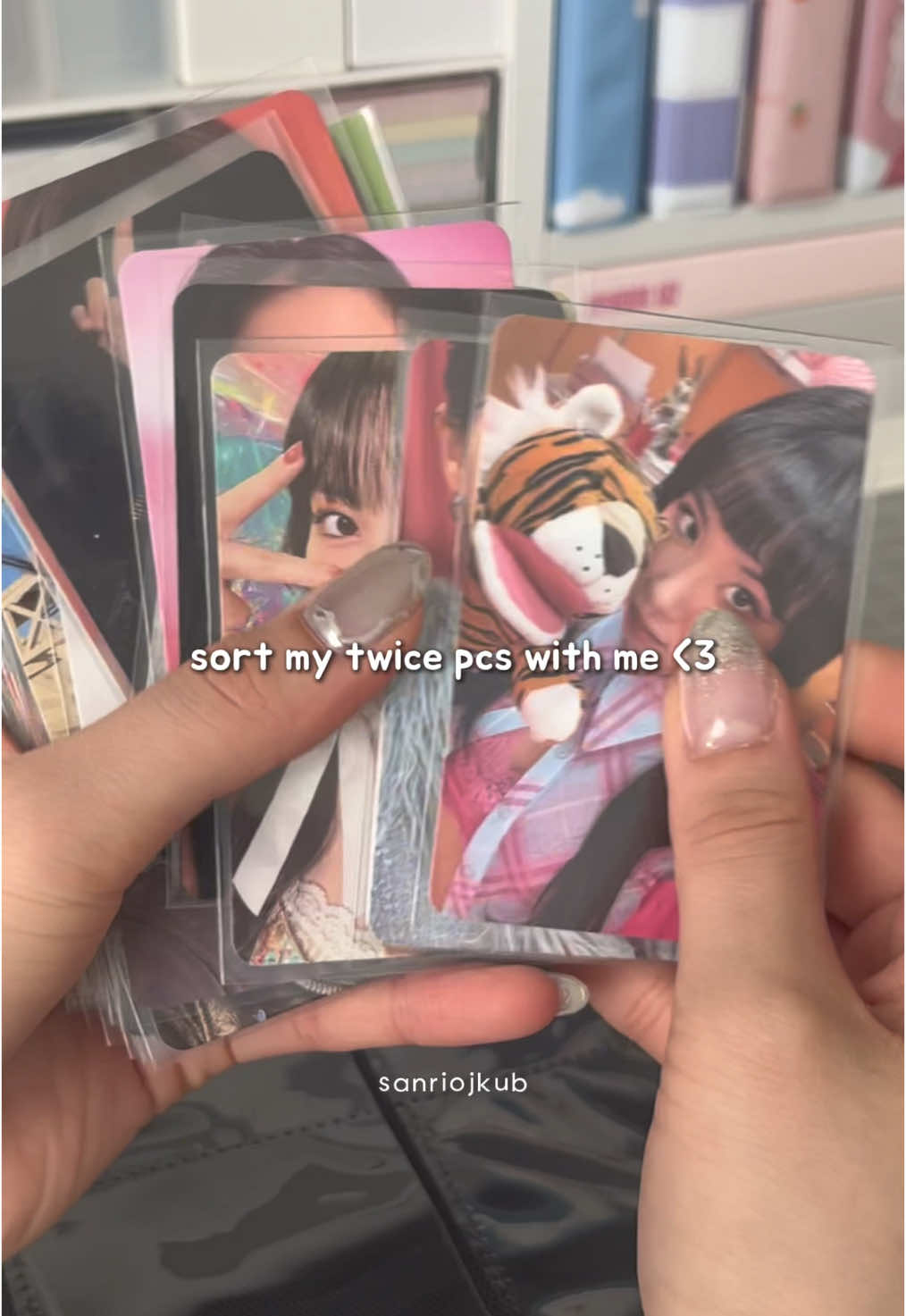 which pcs should i add next?? | #sanriojkub #kpopdesk #desksetup #asmr #twice #kpop #kpopfyp #photocards #organize 