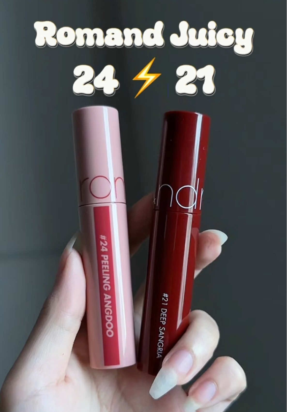 Trả lời @𝓣𝓱𝓾 𝓣𝓻𝓪𝓷𝓰 🍒 so sánh Romand Juicy 21 và Romand Juicy 24  cùng #lolimeo ✨ #fyp #goclamdep #reviewson #swatchson #reviewlamdep 