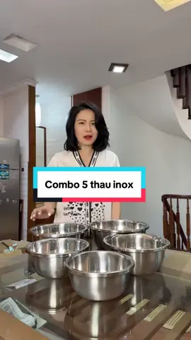 Combo 5 thau inox nhà bếp #nguyetviettel #TikTokShop #thauinox #dungcunhabep 