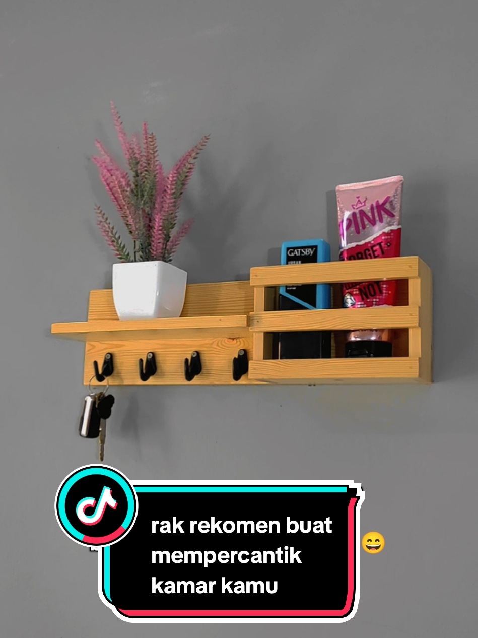 rak dinding serba guna, bisa buat gantung kunci, baju, tas dll terbuat dari kayu kuat dan rapi #fy #rakkayu #ambalandinding #rakdindingkayu #fypage #fyp 