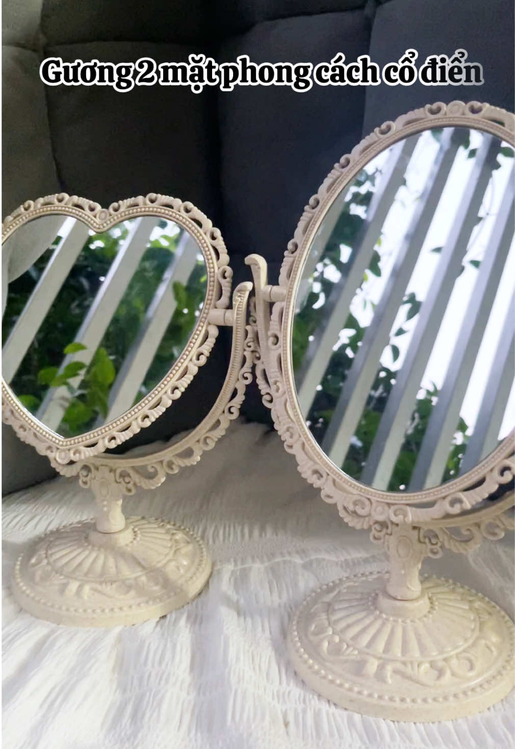 Gương để bàn 2 mặt phong cách vintage🤍🤍🤍 #avelystore #phukienxinh #gương #guong #guongsoi #guongtrangdiem #guongdecor #guongdeban #guongxoay360do #viral #fyp #xuhuong #foryou 