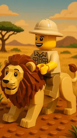 The whimsical world of ai. Lego man on a safari 🦁#aivideo #aigenerated 