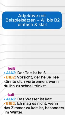 Wichtige Adjektive mit Beispielsätzen A1 - B2 einfach & klar! #Deutschlernen #DeutscheSprache #GermanVocabulary #DeutschFürAnfänger #LerneDeutsch #SprachenLernen #GermanWords #DeutschEinfach #SpracheLernen #DeutschA1 #GermanBasics #DeutschMitSpaß #vokabelnlernen 