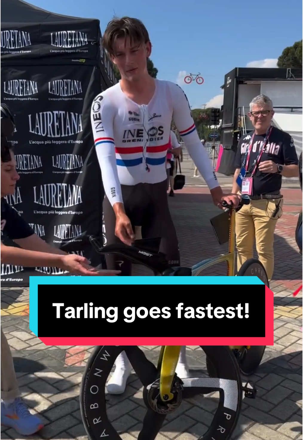 This Giro d’Italia TT is heating up 🔥 Josh Tarling goes fastest with a huge ride around the streets of Tiranë 🙌 #giroditalia #cycling #roadcycling