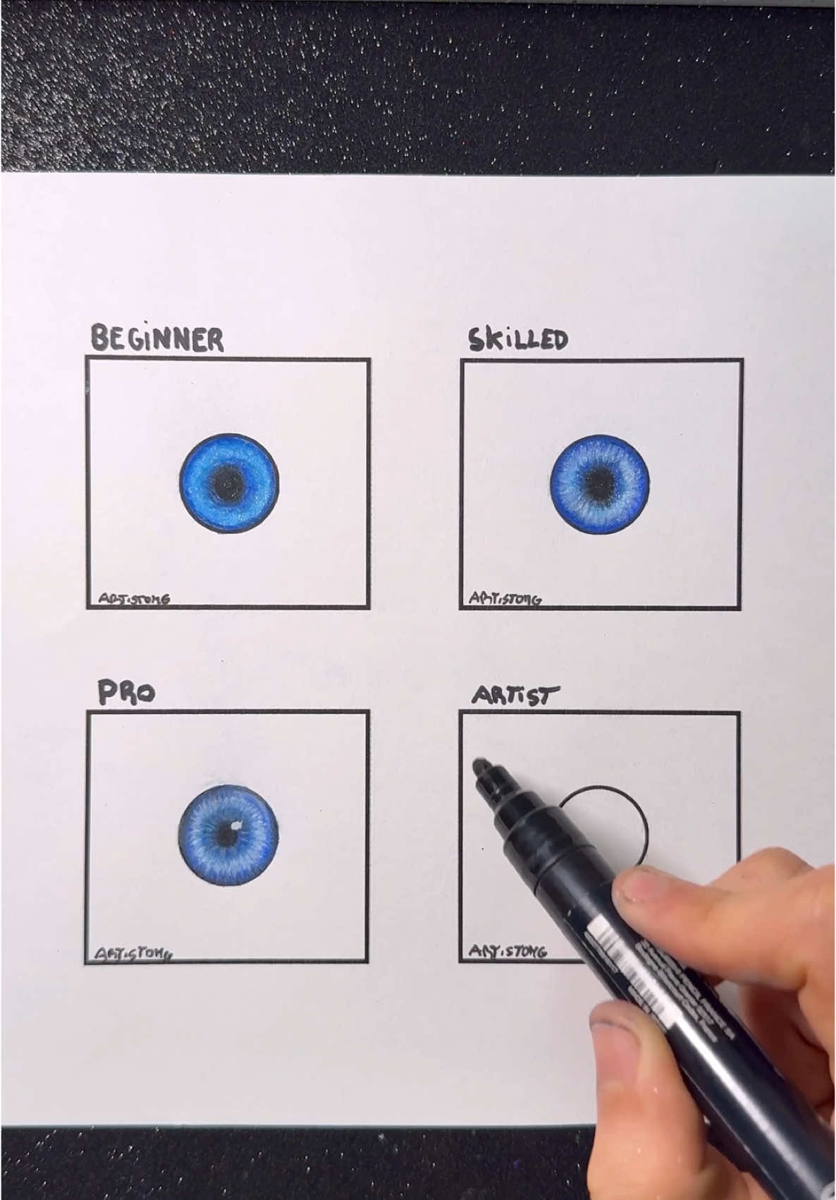 Drawing an Iris in Different Levels! ✍️✨👁️ Which One are You?! 🤔 #drawing #art #LearnOnTikTok 