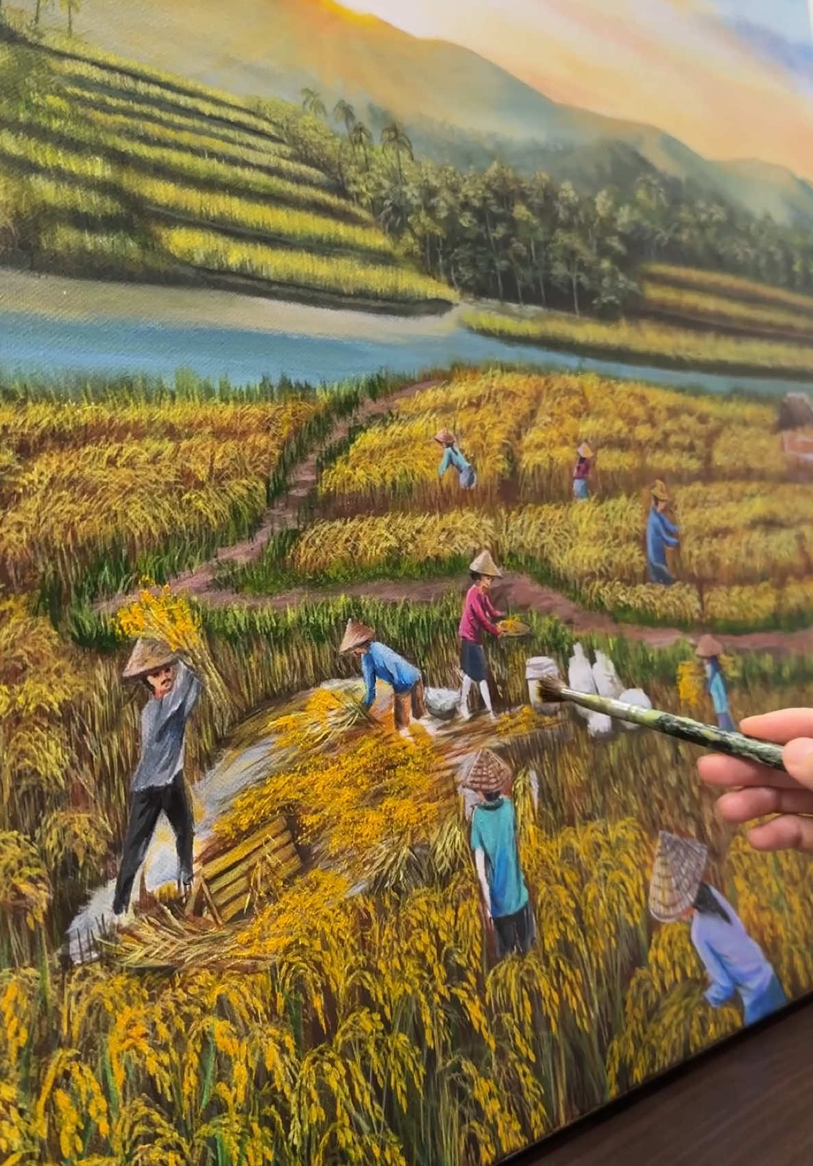 Healing di persawahan  #acrylicpainting #painting #artoftheday #wipartwork #paintingoncanvas #lukisanpanenpadi #wennartday #lukisanwenn