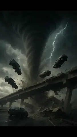 An unstoppable EF5 tornado swept through a crowded highway, destroying a concrete bridge and overturning vehicles in the air. Experience the terrifying power of nature in this highly realistic disaster film.This is a short film made with AI and is not authentic, only for reference.#ef58 tornado#Super tornado#collapse  of highway bridges#Tornadoes destroy bridges#tornado disaster#Tornadoes captured by cameras#Extreme weather shots#Real tornado video#Natural Disaster Short Film#Tornadoes in 2025