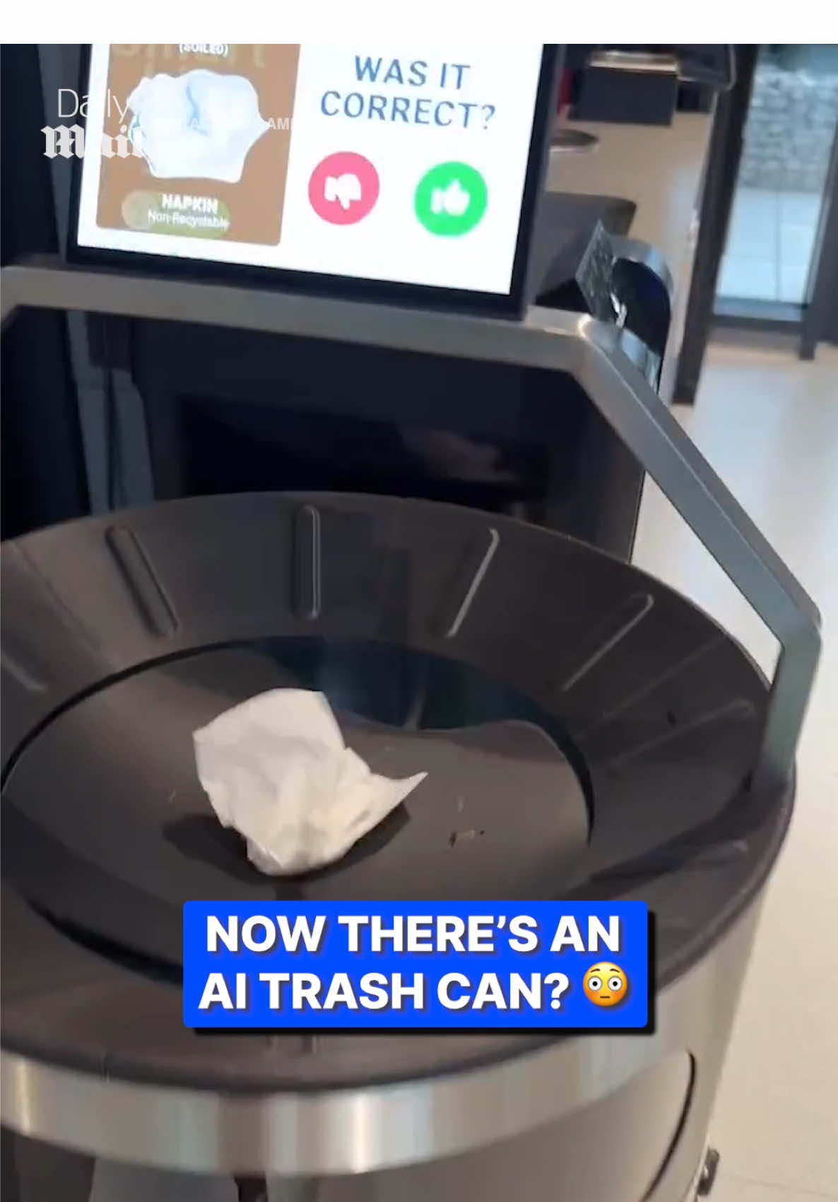 This clever AI trash can automatically sort your waste 😮‍💨 Would you buy it? #ai #tech #trash 