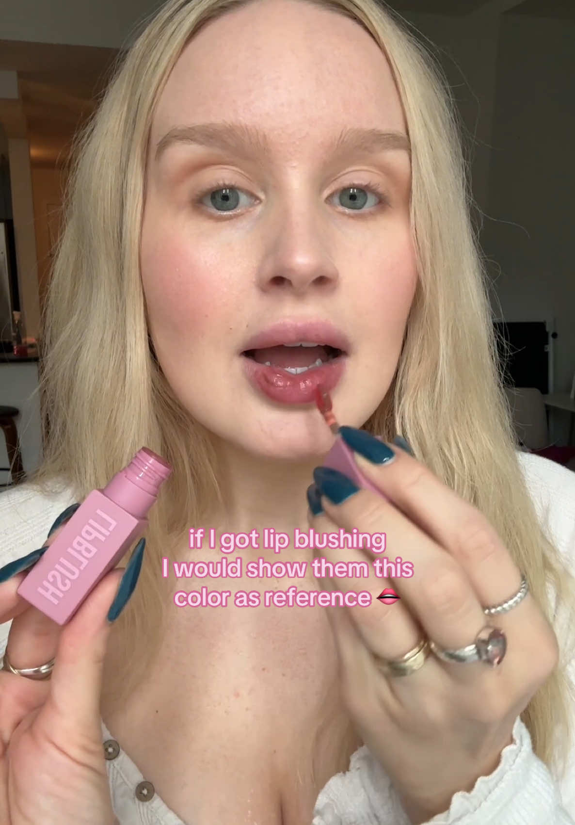 a true lip stain that isn’t a glossy lip stain 👏 shade is Rosy Kiss #lipblush #hudabeauty #lipblushing #lipstain #liptintviral 