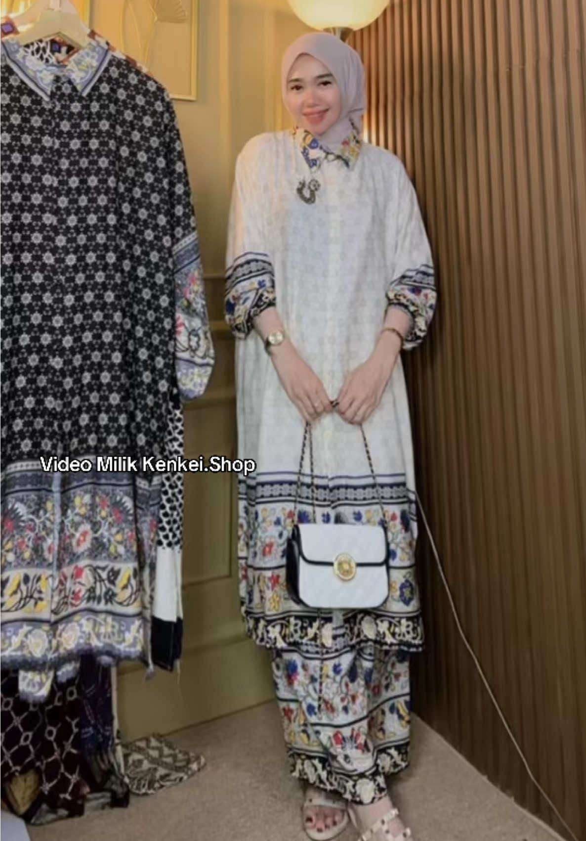 Etnik cream 🤍🤍🤍🤍 #oneset #kulot #tunik #ootdhijab #onesetkekinian 