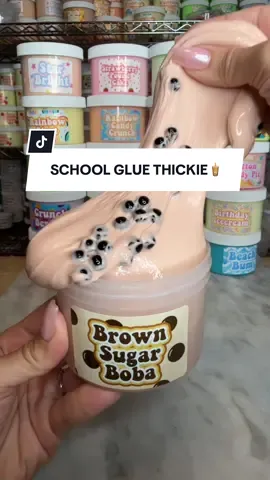 There’s nothing quite like a good school glue thickie!!🫶🏻🧋✨ Brown Sugar Boba is AMAZING for bubble pops and smells absolutely incredible!! #slimesbygrace #slimeshop #slime #slimereview 