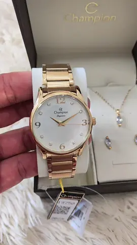 Relógio Champion  kit gargantilha e brinco 18K 