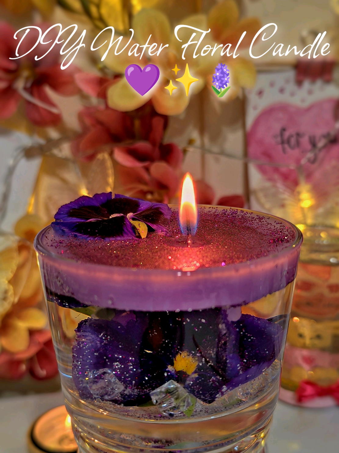 DIY Water Floral Candle🕯️#ocean 🪻✨💜#flowers #floral #floralcandle  #water #candle #decor #decorideas #reels #craft #creative #DIY #handmade #gift #satisfaying #nice #DIY #giftideas #decoration #amazing #Love  #art #ideas #easy #easycrafts #aroma #aromacandle #asmr 