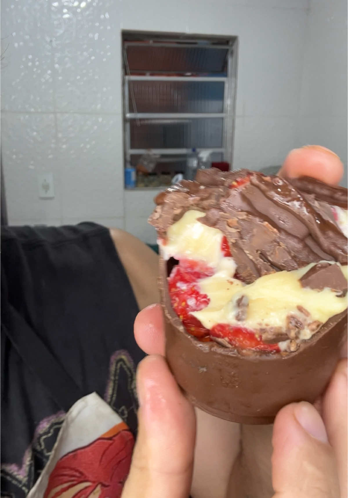 Fez croc pelo menos, bombom de morango