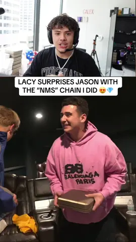 LACY SURPRISES JASON WITH THE “NMS” CHAIN I DID 😍💎