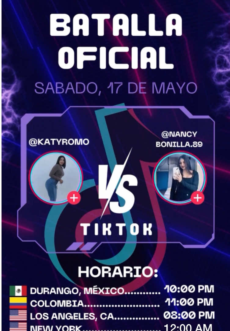 Ojalá se pasen por ahí este 17 de Mayo a mi primer batalla oficial, vamos con toda ♥️🥹 #batallaoficial #batallatiktok 