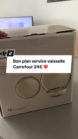 Super bon plan 24€ le service vaisselle 12 pièces Carrefour ❤️ foncez ça va partir hyper vite !!#pourtoii #musthaves #carrefour #servicevaisselle #assiette #vaisselle #bonplan 