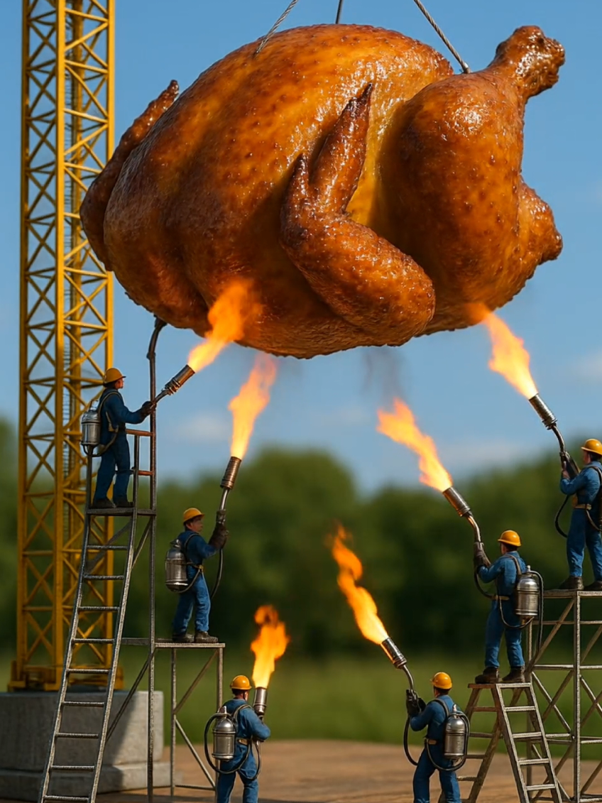 Make BBQ chicken . . . #satisfying #miniature #tinyworkers #aiart #food #cooking #bbq #chicken 