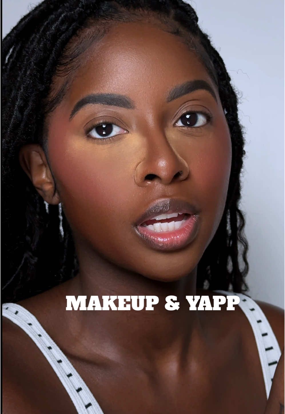 I was literally whispering I realized lol . I’ve never shot a video this early , it was 6am. I’m not up till 8 most days ( daddy wakes up with toddler ) 😂 #makeup #chitchatgrwm #darkskinmakeup 