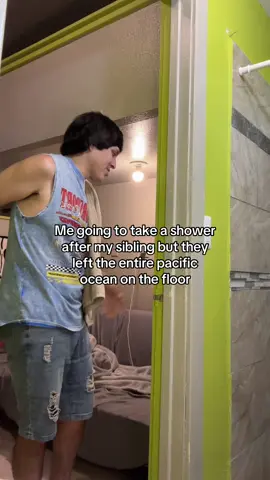 Ima start bringing a life jacket after this  🙄 #fyp #foryou #viral #Siblings #shower 