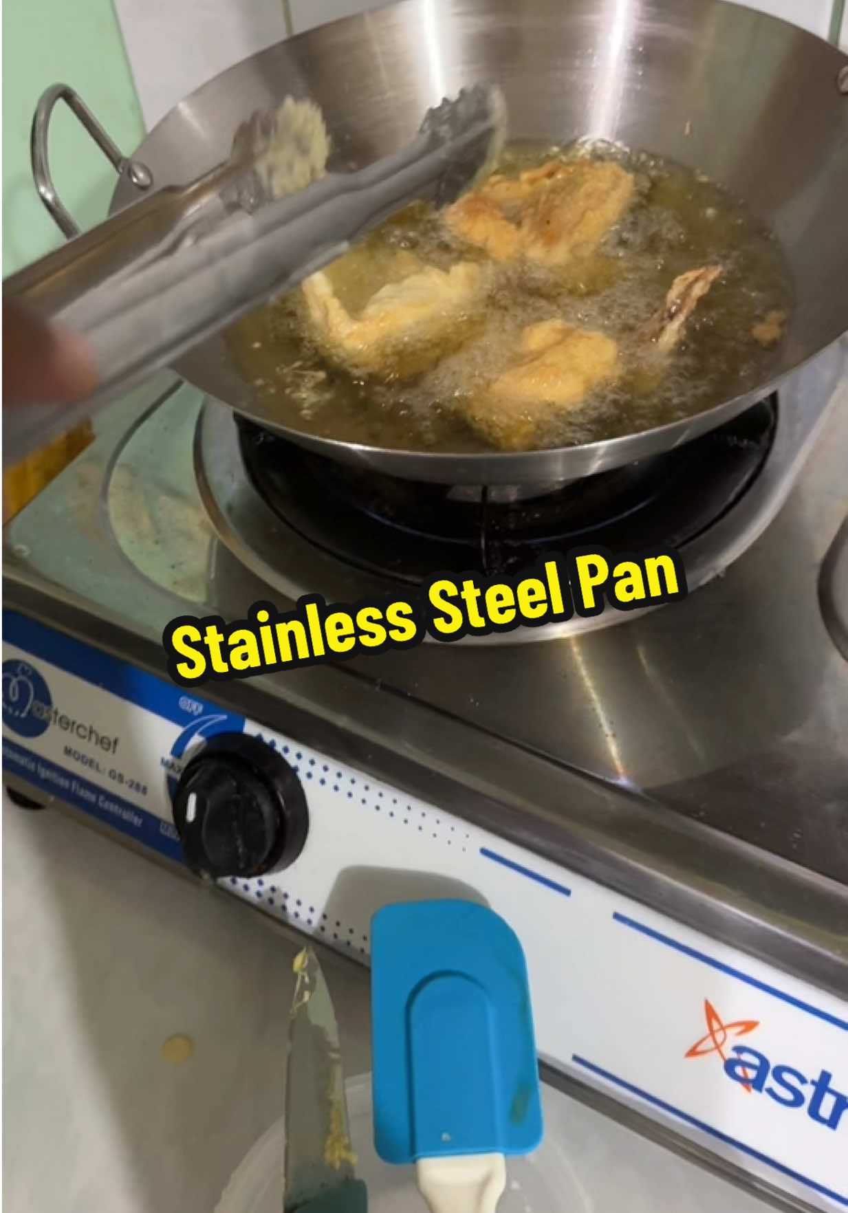 Nipiin by Mitsushi Stainless Steel Wok Raging Fire Stove Frying Pan Double Ear Iron Pot with pot lid #wok #fryingpan #wokpan #cooking 