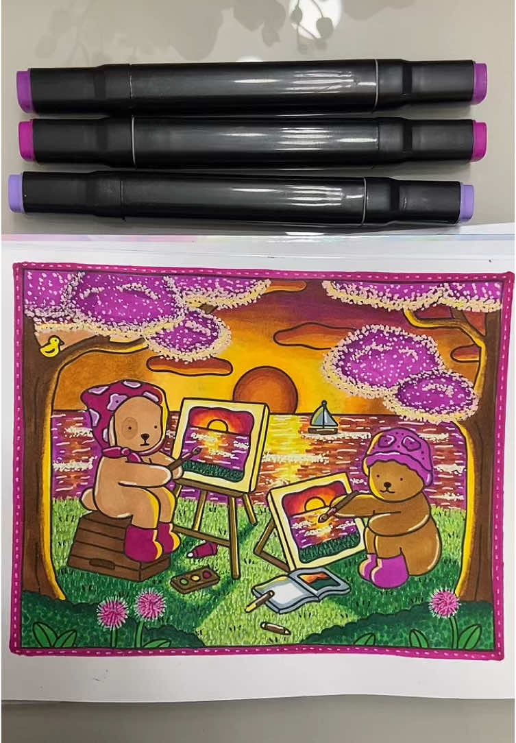 Um lindo pôr do sol em #bobbiegoodscoloringbook #fyp #bobbiegoodscoloringpage #foryoupage #terapia #collors #coloring #bobbiegoods #collor #pintura 