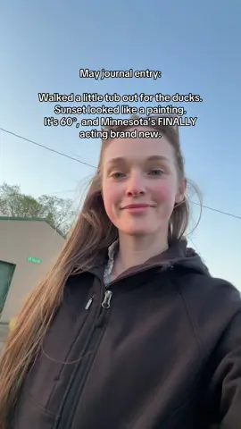 Minnesota winter is officially gone (Minnesota, please don’t take that as a challenge), and I am THRIVING.  It was my first winter here in Minnesota, and even though I’ve grown up in Northern Maine and Rhode Island, this was b r u t a l. My soul is thawing, and I can’t wait for every night to be like this 🥹 #DuckTok #raisingducks #raisinganimals #ducksoftiktok  #FarmLife #homesteading  #MinnesotaMom #spring #itsgonnabemay #may #BackyardChronicles #CottagecoreVibes #DailyJoy #TinyMoments #WholesomeContent #SlowLiving #deardiary #NatureMoments #tiktokjournal #minnesota #minnesotalife  #lifewithanimals #audlymade 