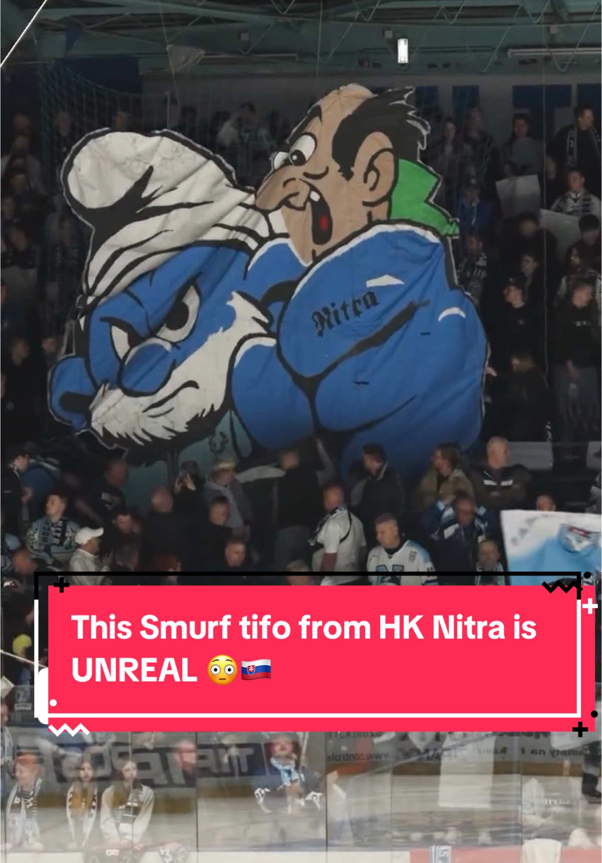 This Smurf tifo from HK Nitra is UNREAL 😳🇸🇰 (via IG/hk_nitra_official) #fyp #NHL #viral #sports 