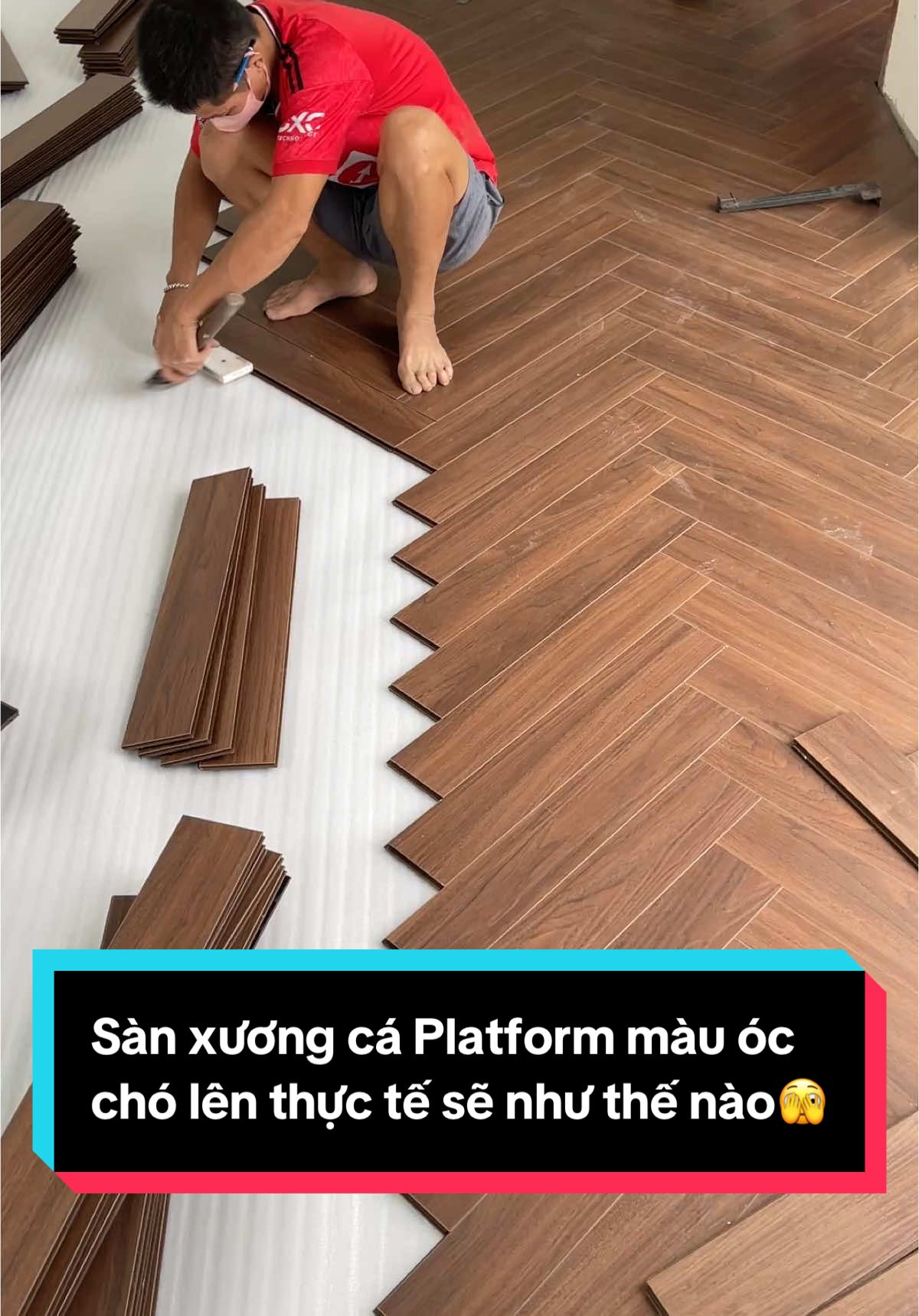 Sàn xương cá platform tone màu óc chó sang trọng ( màu chuẩn 98% ) #thegioisan #emhoangthegioisan #sango 