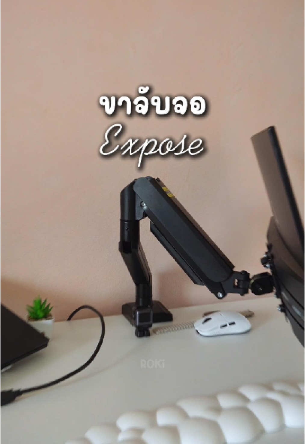 ขาจับจอคอมราคาประหยัด ช่วยให้โต๊ะโล่งขึ้น ดูสะอาดตา แก้อาการปวดคอได้ ปรับจอได้อิสระ : : #ROKi #ขาจับจอคอม #expose #ขาจับจอ #setup #จัดโต๊ะคอม  