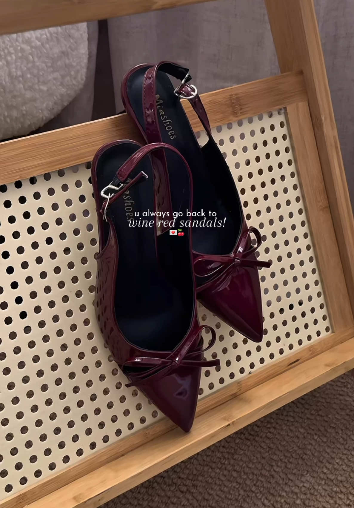 wine red pointed sandals 🍒 #sandals #shoes #heels #pointedshoes #maryjaneshoes #sandalforwomen #fyp #trending #viral 