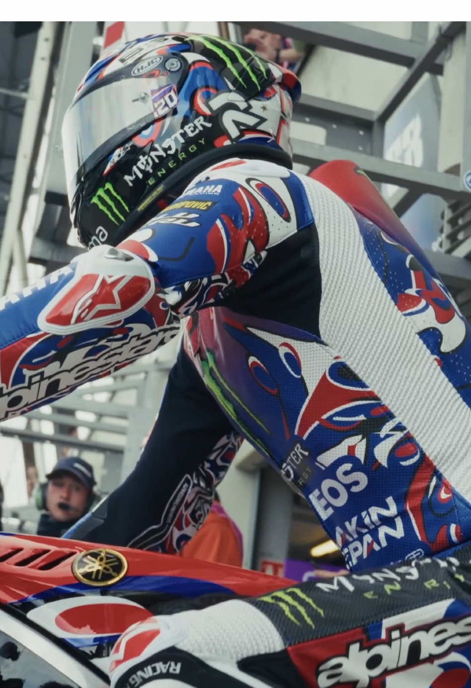 Taking that special Le Mans livery out for a spin 🏍️💨 #MonsterYamaha | #YamahaMotoGP | #YamahaFactoryRacing | #MotoGP | #FrenchGP | @fabioquartararo20 