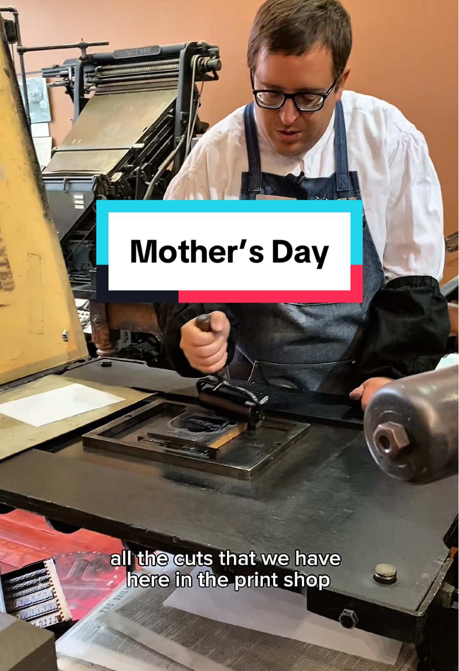 It’s not often that we have a letterpress cut in our print shop exhibit designed for a specific holiday (besides Christmas). Happy Mother’s Day from the Sacramento History Museum! In this video, Jared letterpress printed an image from a photo engraving that was originally used for printing Mother’s Day greeting cards many MANY years ago. The text in the print states, “MOTHERS DAY GREETINGS Greetings ~ Wonderful Mother of Mine You've told me you loved me on many a Line-.” This was printed with reflex blue rubber base ink using our Washington hand press. #SacHistoryMuseum #mothersday #mothersdaycard #mothersday2025 #art  #sacramento #museum #History #letterpress #printingpress #printing 