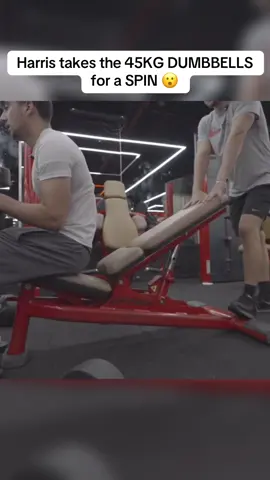 Harris takes the 45KG DUMBBELLS for a SPIN 😮 #hstikkytokky #hstikkytokkylive #dubai #gym #harris 