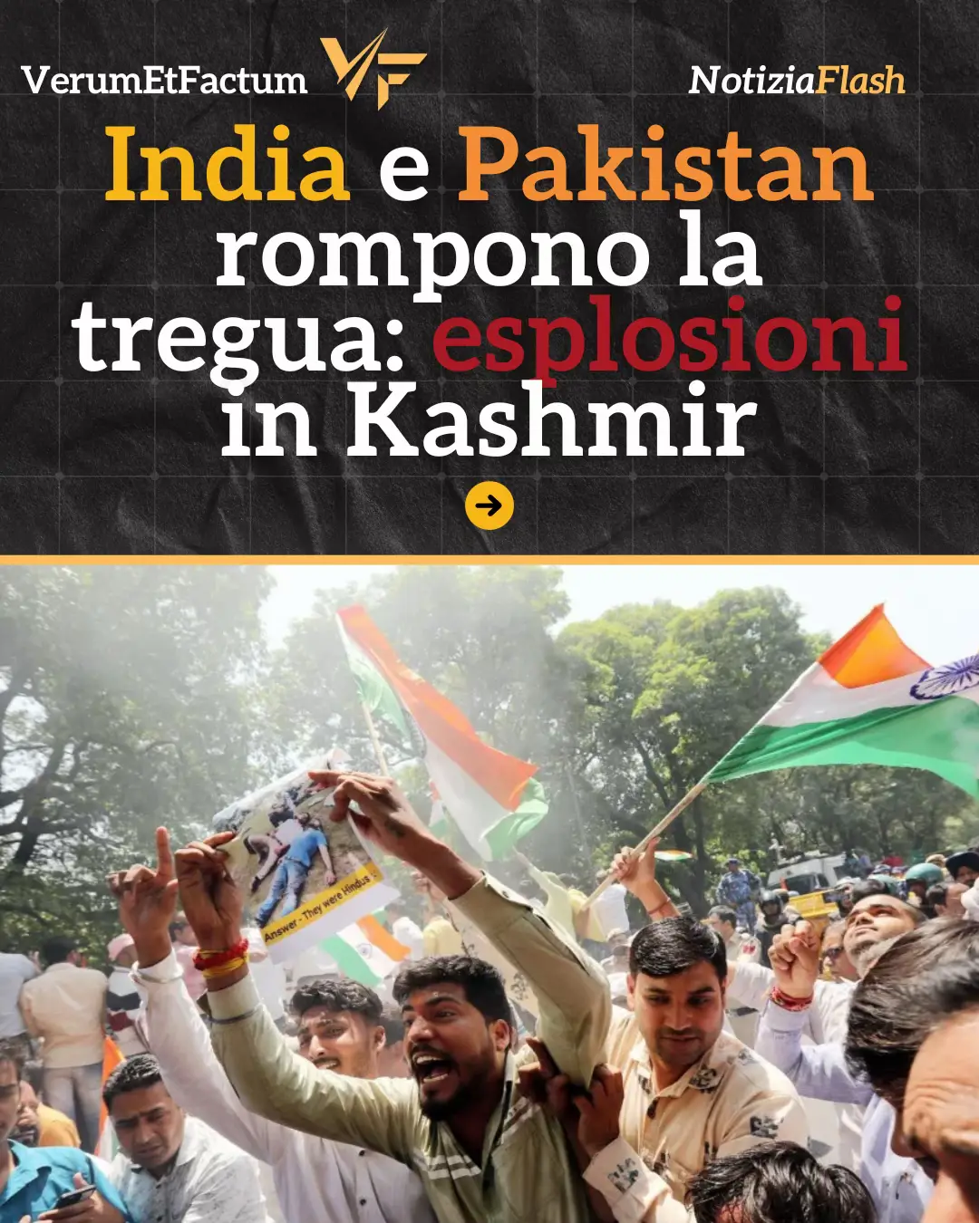 Nella notte tra il 10 e l’11 maggio, la fragile tregua tra India e Pakistan è crollata a poche ore dal suo annuncio. Dopo giorni di scontri, l’intesa mediata da Stati Uniti e Regno Unito sembrava aver riportato una momentanea calma nella regione contesa del Kashmir. Ma poco dopo la firma dell’accordo, sono ripresi i bombardamenti lungo la Linea di Controllo, con accuse incrociate tra i due governi. Secondo fonti militari indiane, le forze pakistane avrebbero aperto il fuoco nelle aree di Jammu e Poonch, costringendo l’esercito di Nuova Delhi a rispondere con forza. Il Pakistan, però, nega ogni responsabilità e afferma che l’India ha violato per prima la tregua, mascherando un’operazione offensiva come difensiva. Entrambe le capitali parlano di “risposta necessaria”, mentre sul terreno si contano nuovi sfollati e danni a infrastrutture civili. Le autorità locali hanno evacuato diversi villaggi e ordinato la chiusura delle scuole vicino al confine. Alcuni video pubblicati sui social mostrano colonne di fumo e cittadini in fuga. La tensione è tornata altissima e gli appelli internazionali alla moderazione, almeno per ora, sembrano cadere nel vuoto. Nonostante il tentativo diplomatico, la situazione resta  instabile e il rischio di un’escalation è reale. • • • #notizie #india #pakistan #guerra #USA #tensione #geopolitica 