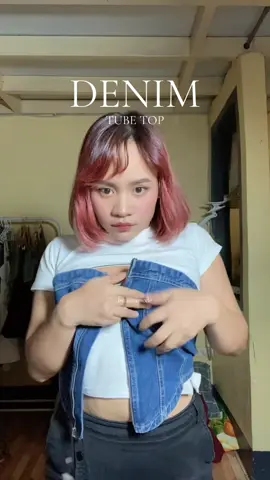denim tube top!! #fyp #denim #tubetop #OOTD 