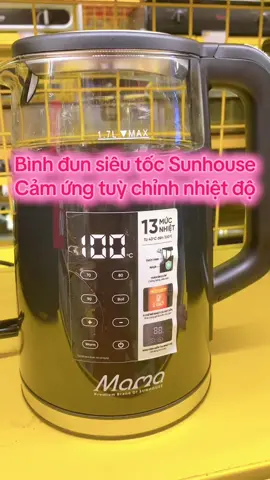 Bình đun siêu tốc thủy tinh 2 lớp Sunhouse 1.7Lit, 13 mức nhiệt độ, 5 chế độ cài đặt sẵn #giadungtienich #trending #trend #xuhuong #xuhuongtiktok  #binhdungnuoc #binhdunsieutoc 