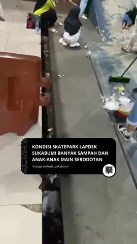 Kondisi skatepark di Lapang Merdeka Kota Sukabumi dipenuhi sampah dan banyak anak-anak main serodotan pada Minggu (11/5/2025) sekira pukul 18.30 WIB. Video: @/ mst_sukabumi 