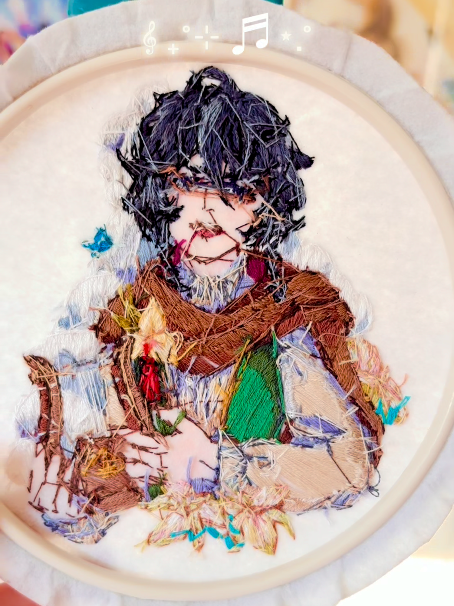 It’s just a bard, but you know him🌱 #namelessbard#embroidery #handmade #genshinimpactart #genshin #venti #ventigenshinimpact #genshinimpactedit #animeembroidery#fanart#needlework#genshintok#artprocess#embroideryhoop #viralvideos #viraltiktokvideo #artchallange