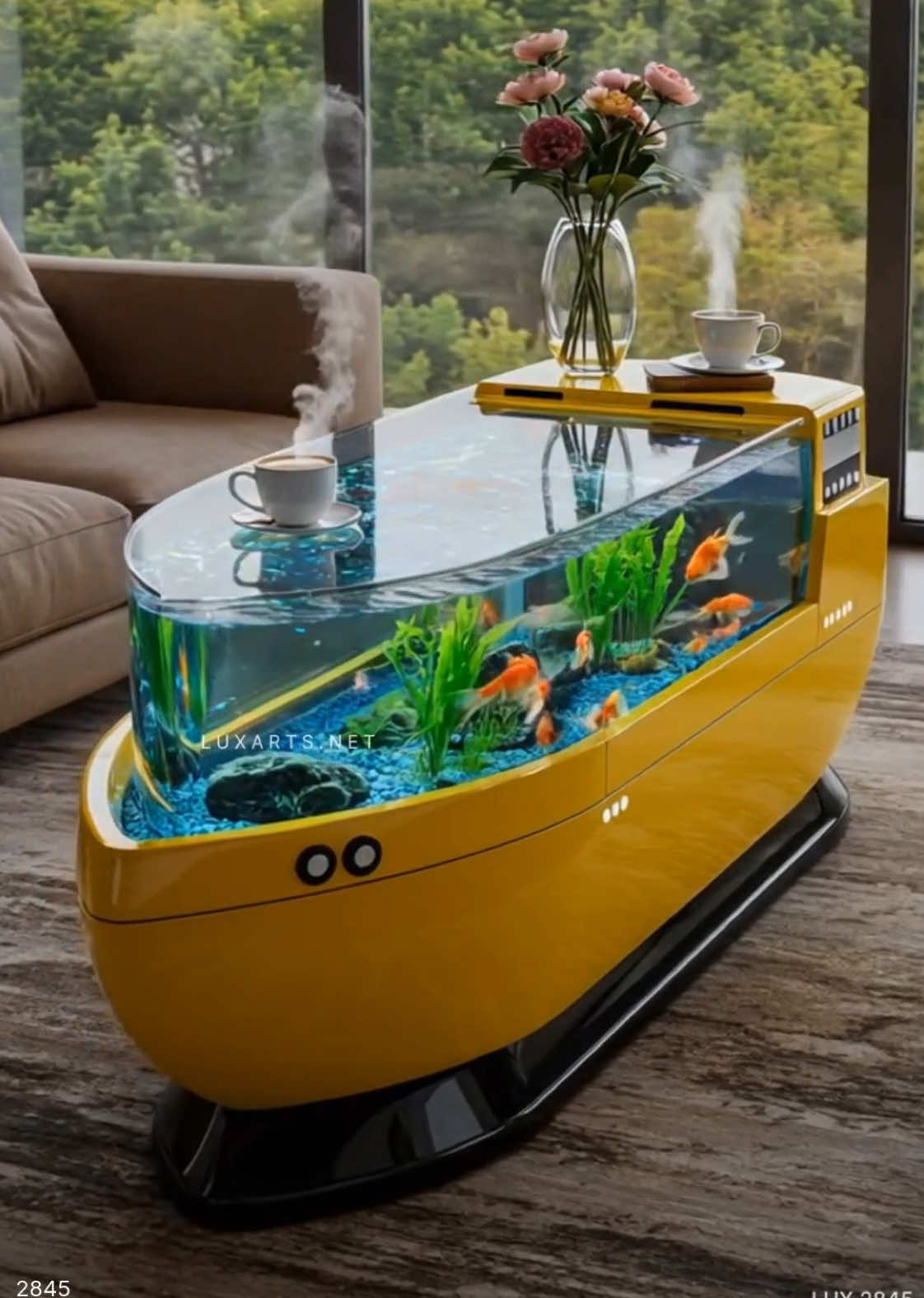Cargo Ship Aquarium Coffee Tables ⛴🐠  Set sail on style with this cargo ship aquarium coffee table—where ocean vibes meet home decor. Perfect for making waves in your living room! ✨🏠 #CargoShipAquarium #Luxarts #UniqueFurniture #HomeDecor #CreativeStyle #AquariumGoals