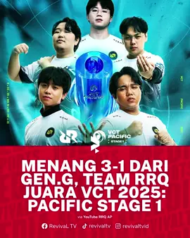 Congrats @Team RRQ VCT 2025: Pacific Stage 1 dan berhasil mencetak sejarah baru sebagai tim 🇮🇩 pertama yang punya Piala VCT Pacific 🥳🏆 Ikut seneng liat @rrq_ap menangis bahagia 😭 Congrats ya pak, GG RRQ 🔥 #vct2025pacific #esports #Valorant #vivarrq 