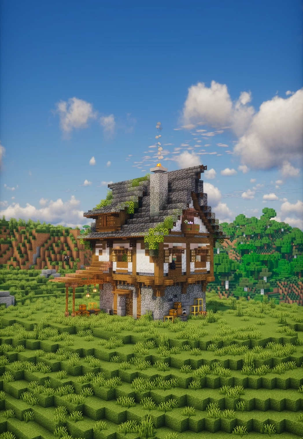 Minecraft Medieval Mossveil Cottage  #Minecraft #minecrafttutorial #minecraftbuilding #minecraftdesigns #foryou #fyp ⬇️ Download my Builds on Patreon (bio)