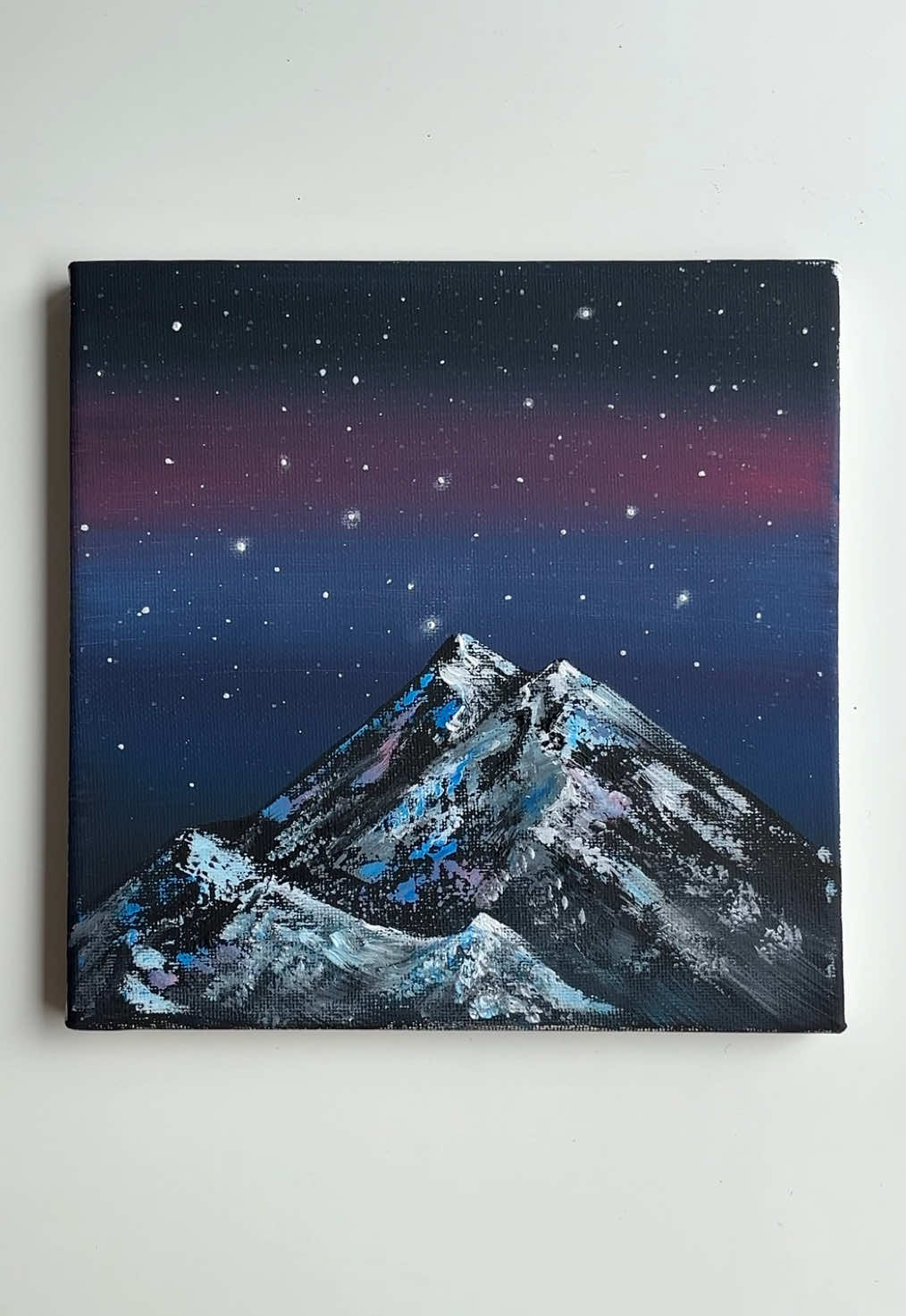 Celestial Heights🗻🎨 Easy tutorial for beginners – painting mountains using acrylic on canvas. Follow along and create your own peaceful landscape🎨❤️ . . . ##acrylicpainting##canvasart##arttutorial##mountainpainting##starrynight##beginnerfriendly##paintwithme##DIYart##acryliconcanvas##artvideo