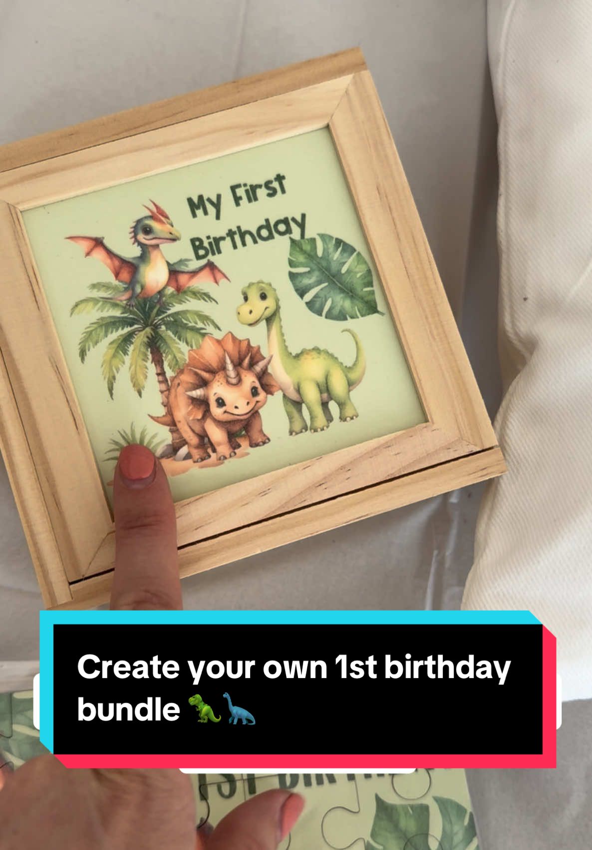 Create your own 1st birthday bundle 🦖🦕 link in bio to order #firstbirthday #firstborn #babiesfirstyear #fyp #wheniwakeup #plushtoy #viralvideos 