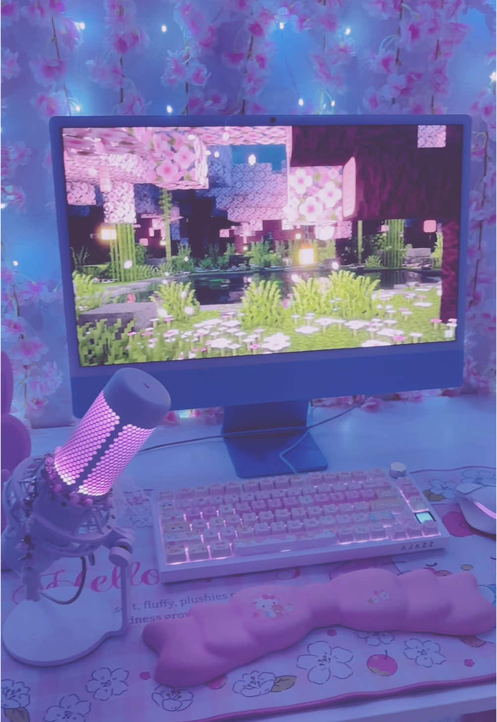 pink setup tour 𝜗𝜚⋆₊˚ || #setup #kawaii #clean #gamer #girl #cutecore 