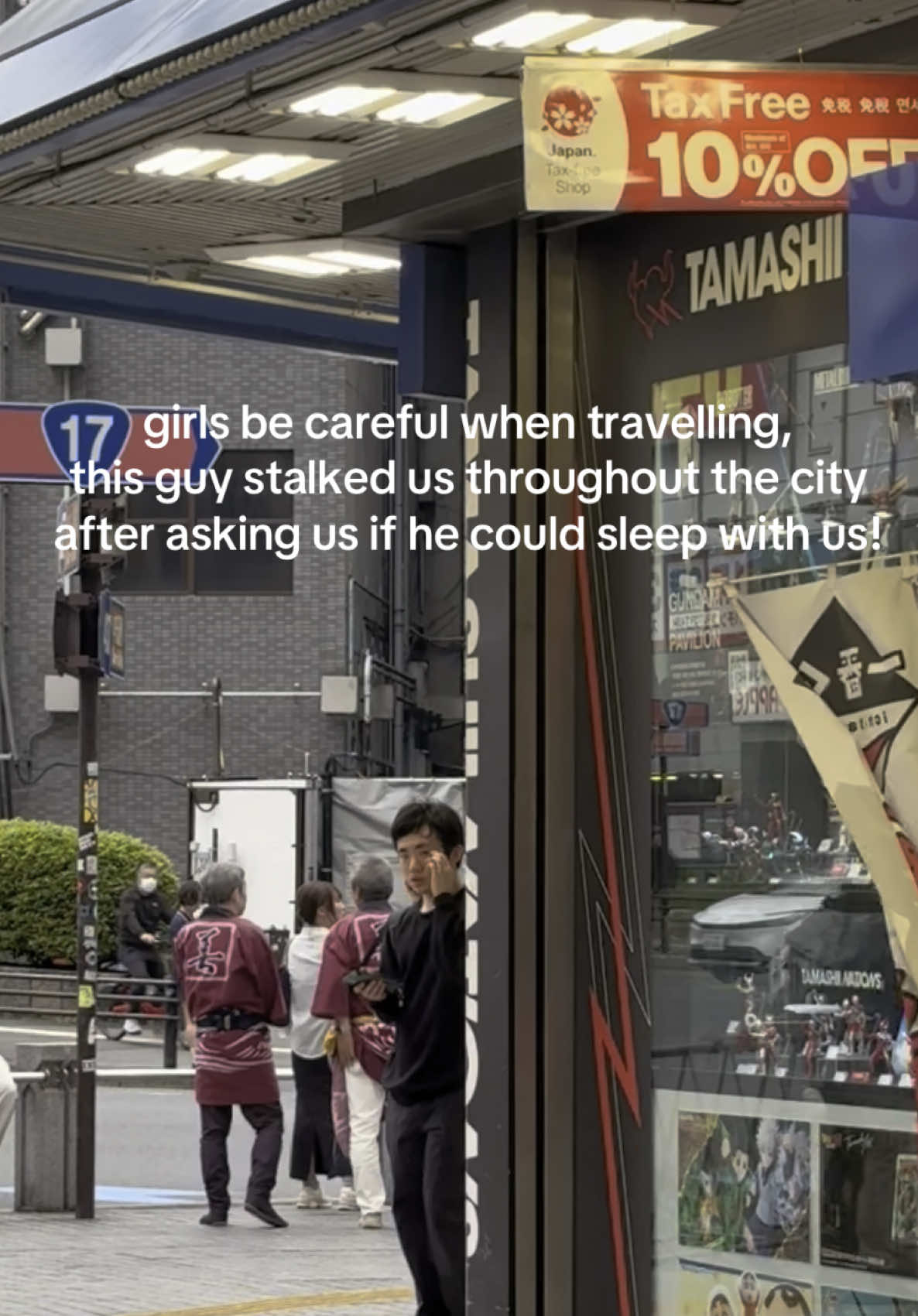 After that girl found someone under her bed and late poor poor lady who was attacked in her airbnb. Japan is a lovely and beautiful country with so many good people but obviously it also has its bad sides, always stay alert when travelling. He walked behind us for almost 15 min and was filming us from behind. #akihabara #tokyo #staysafeladies #weirdtok 