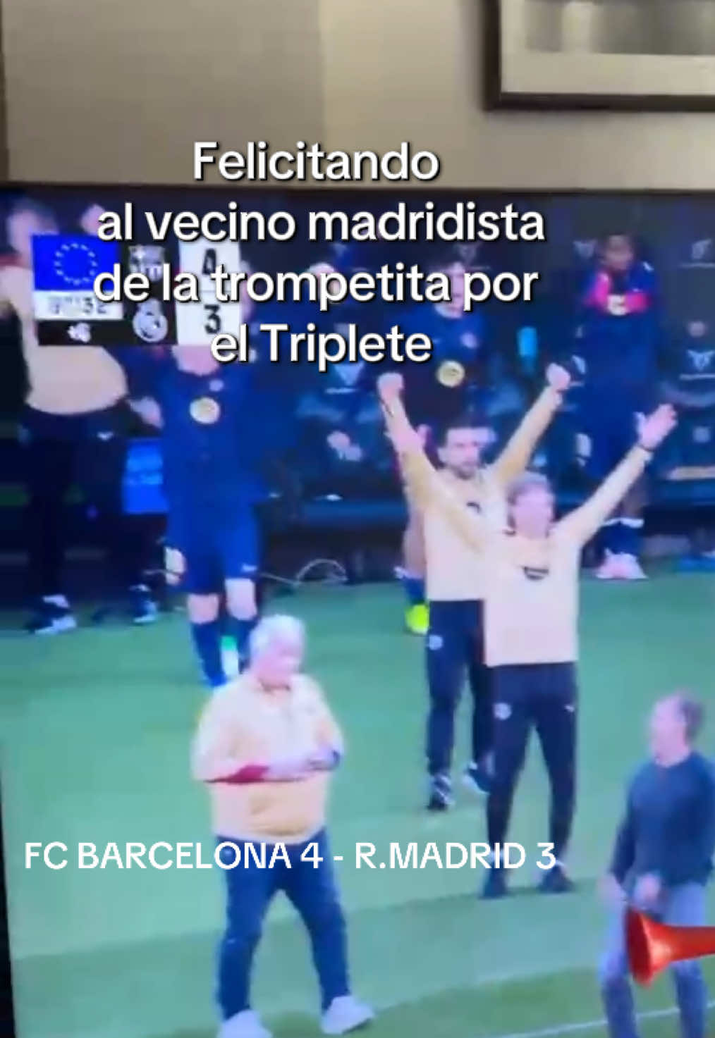 Tercer saludo al vecino madridista de la trompetita…. Nos vemos en el Mundialito #antimadridista #humor #realmadridfc #virał #fyp #trompetita #señorio 